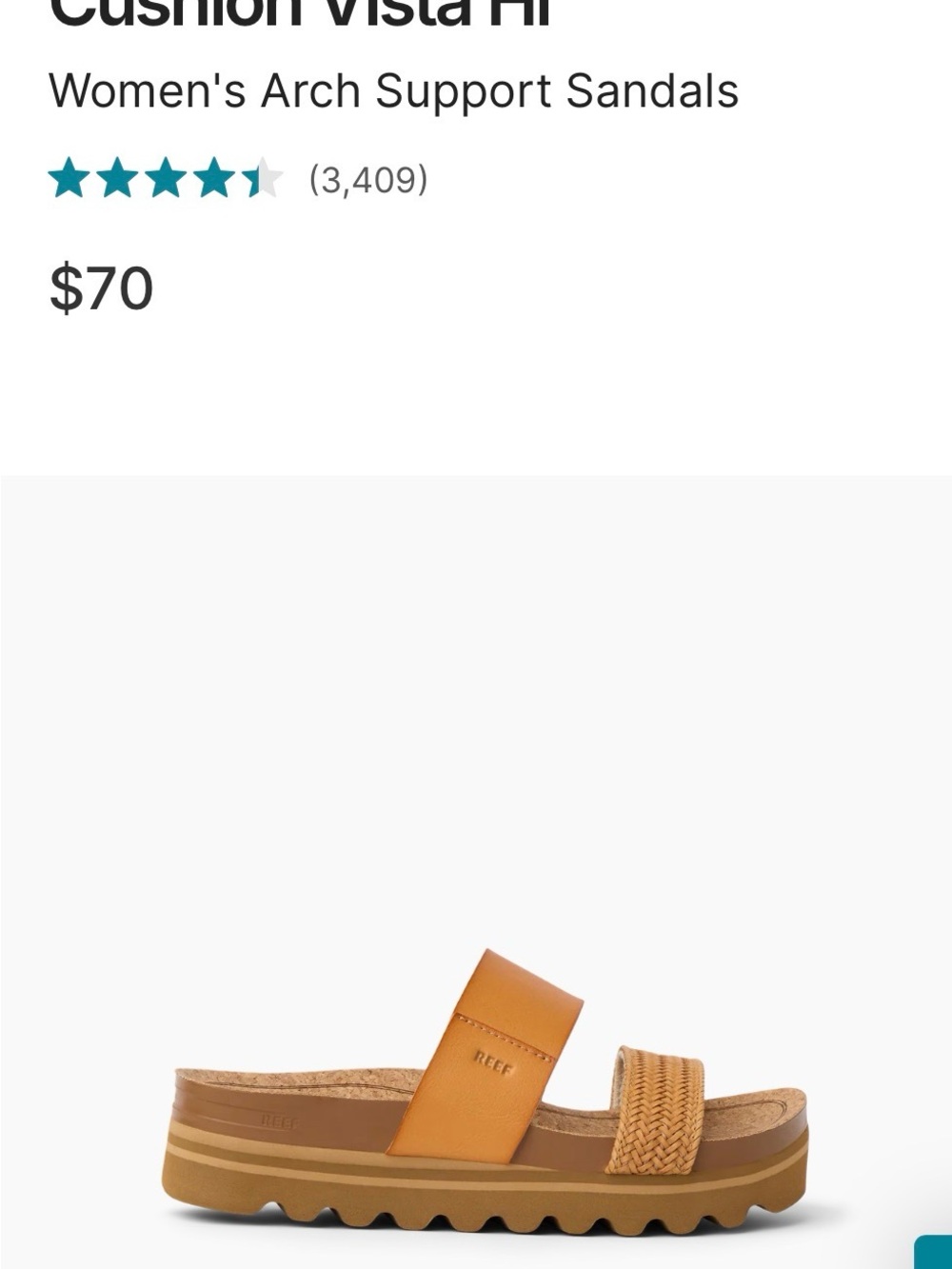 Reef Tan Ribbed Sole Slide Sandals with Braided Strap - Picture 4 of 6